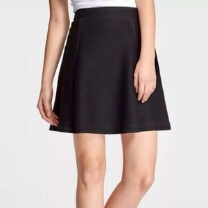 VINCE Ottoman Ribbed Knit A-Line Skater Pull On Mini Skirt Black S